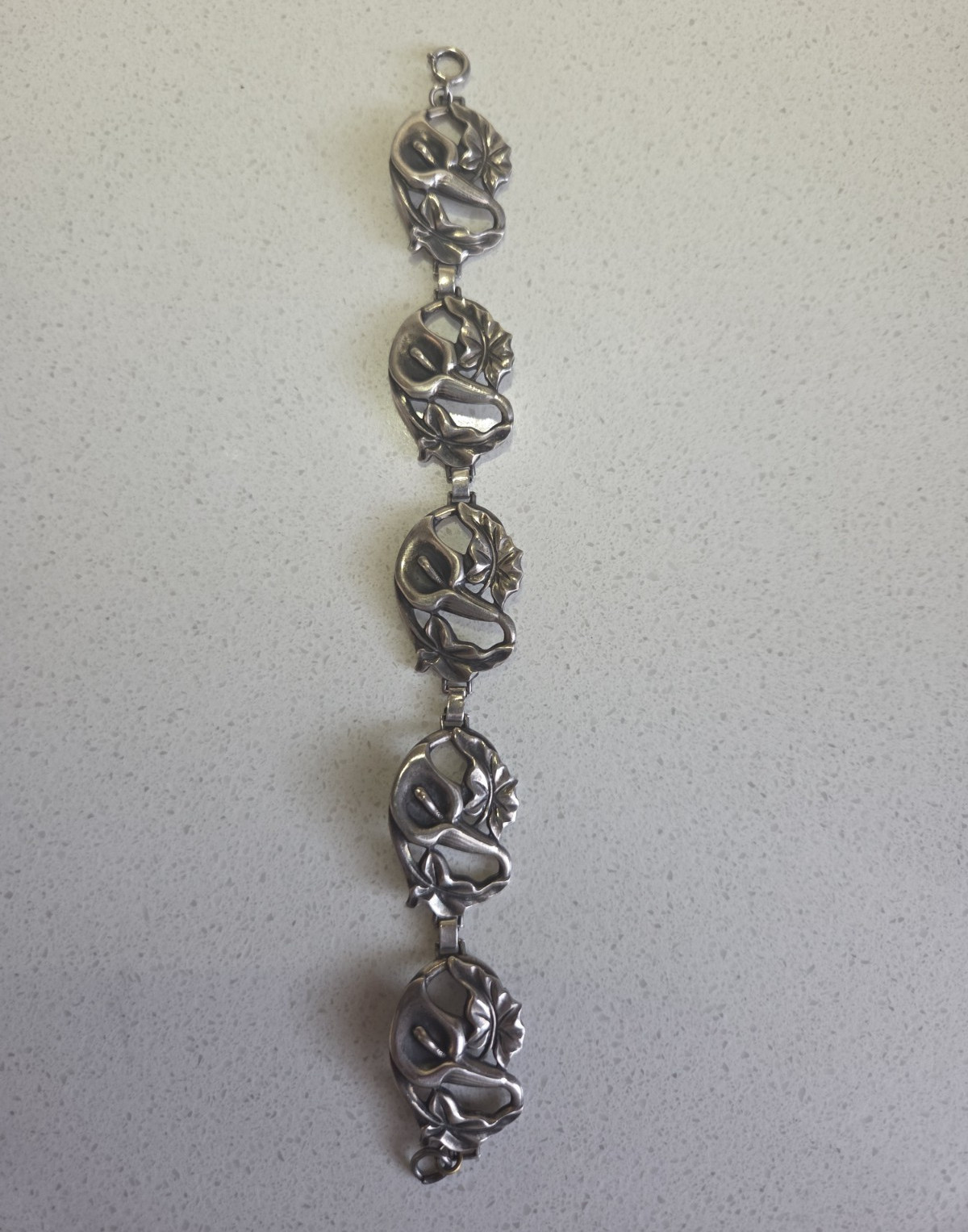 Silver Oval Link Chain Bracelet, Metal, Spring Ring Closure, No Stone