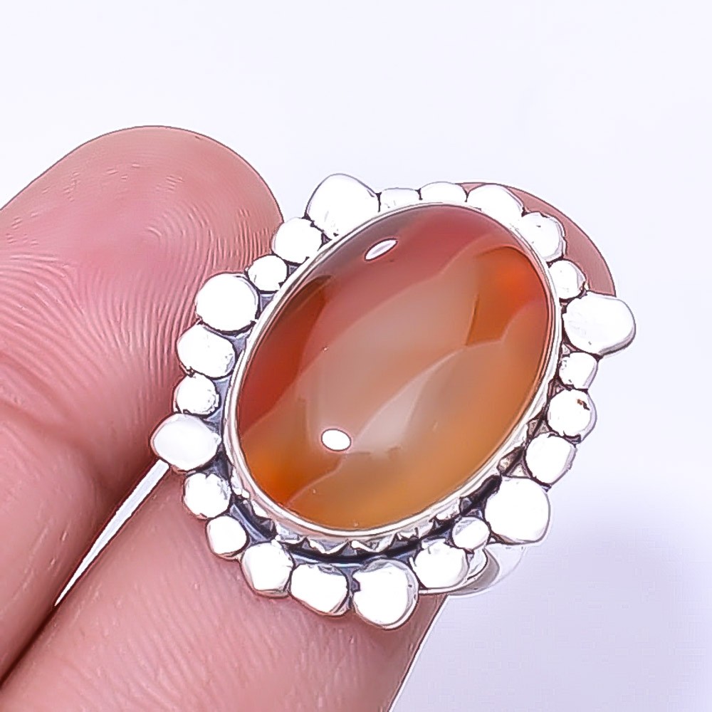 Carnelian – Brazil Designer Handmade Silver Handmade Ring S.7 R_9413_214_65