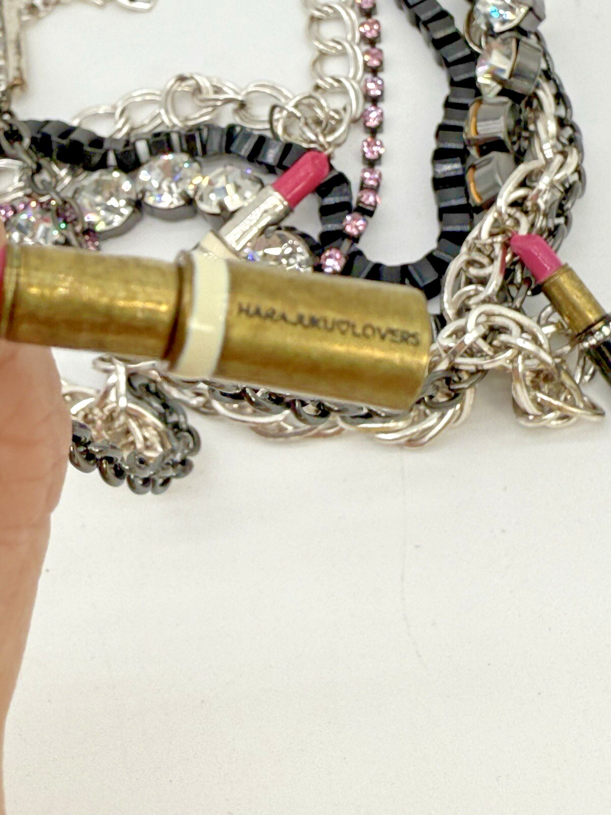 Vintage Harajuku Lovers Multi Strand Necklace With Lipstick Charms Rare Y2K