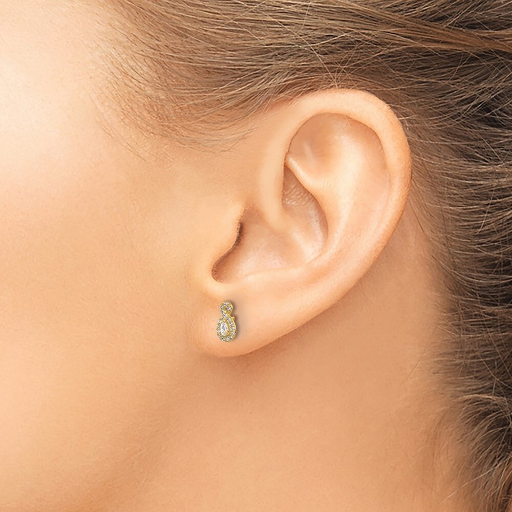 8.1mm 14K Yellow Gold Polished CZ Infinity Post Earrings
