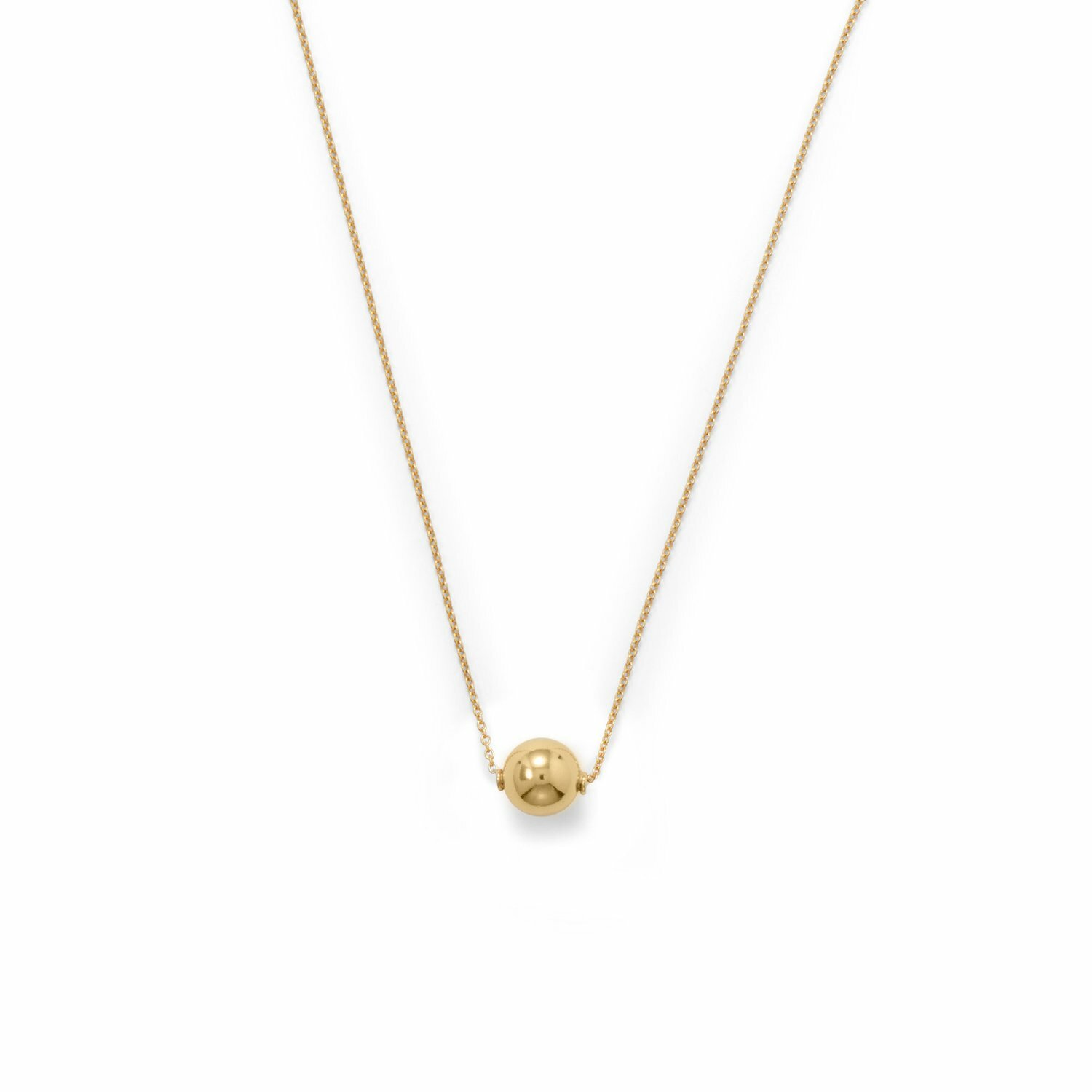 16″+2″ Gold-plated Floating Bead Necklace 925 Sterling Silver