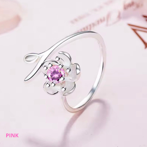 925 Sterling Silver Ring Adjustable Open Flower For Women girls Jewelry Gift
