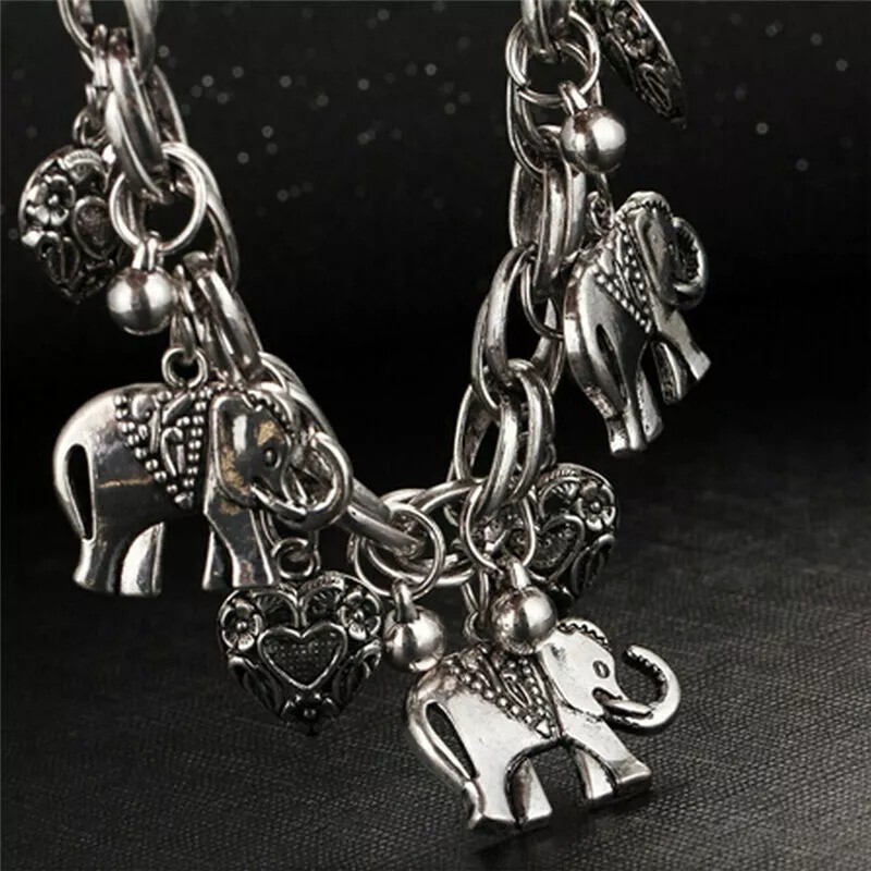 Elegant 925 Sterling Silver Unique New Women Fashion Charms Elephant 9″ Bracelt.