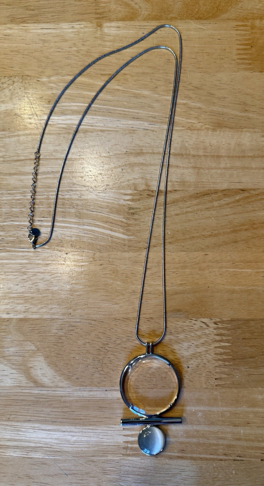 Moderne Monocle Luna Magnifier Pendant Necklace 30″+2″