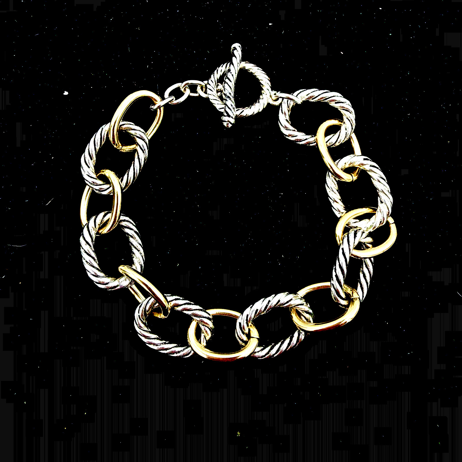 Silver & GOLD TONE Medium Oval Link Bracelet 12mm Length 7.5