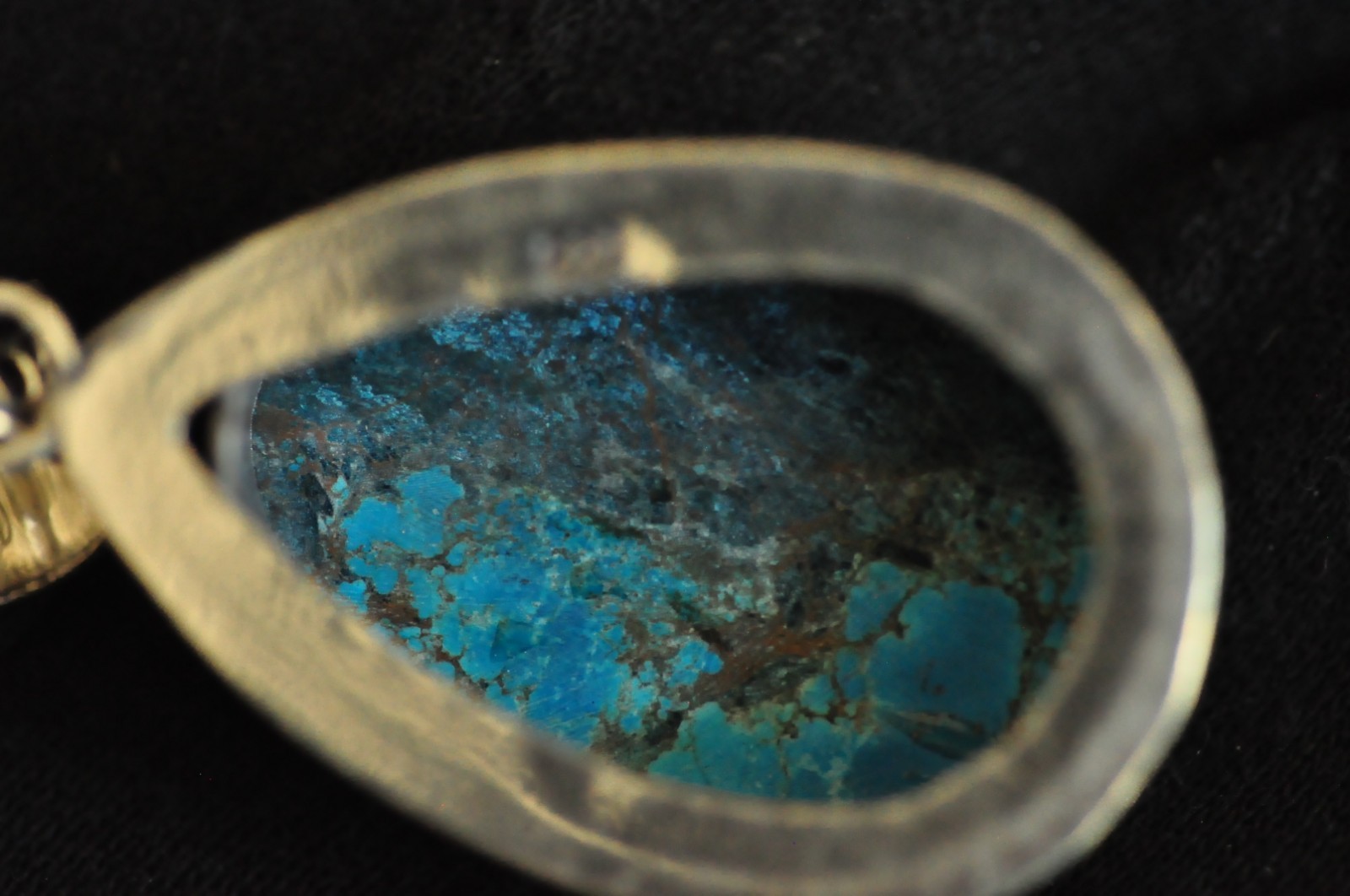 Unique Vintage Sterling Silver Turquoise Teardrop Pendant – 2″, 16g, Ornate 925