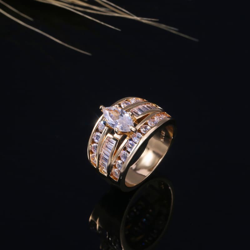 Cubic Zirconia Ring Marquise Cut Finger-Ring Wedding Ring Women Engagement Rings