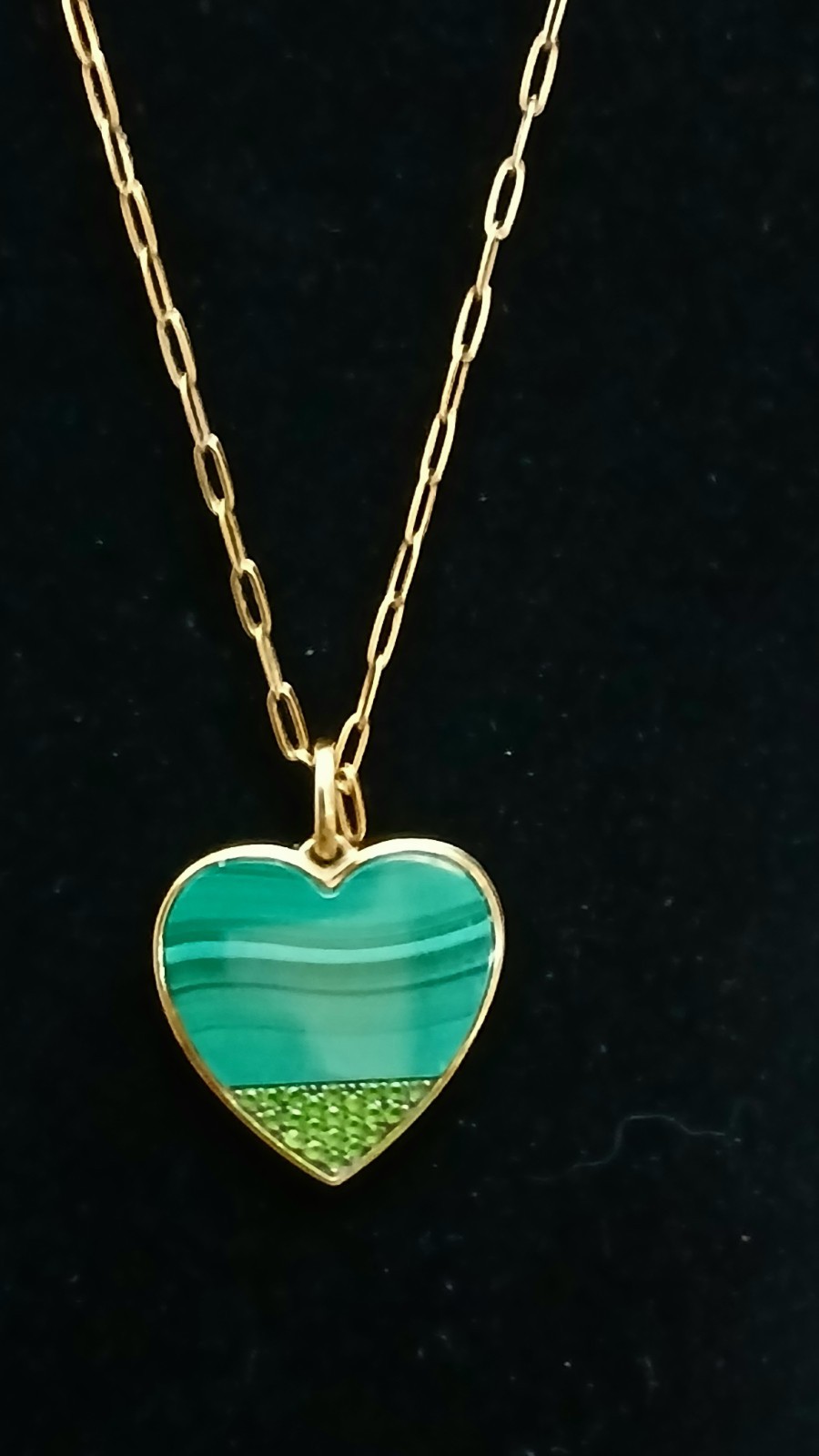 Heart-Shaped Inlaid Gemstone Dyed Malochite With Distinct Layered Green Bands