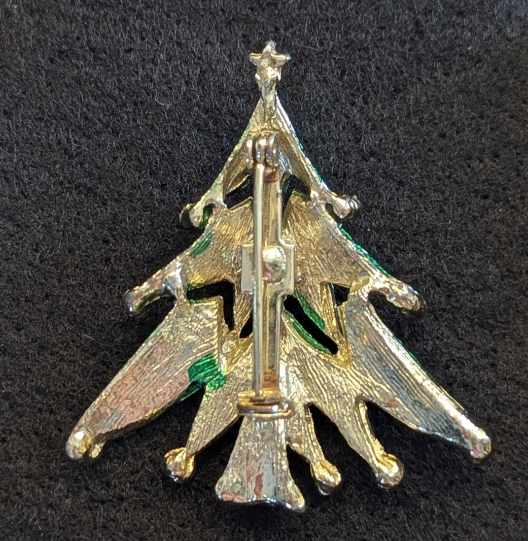 Christmas Tree Lot of 7 Vintage New Pin Brooch Repair As Is Missing Rhinestones