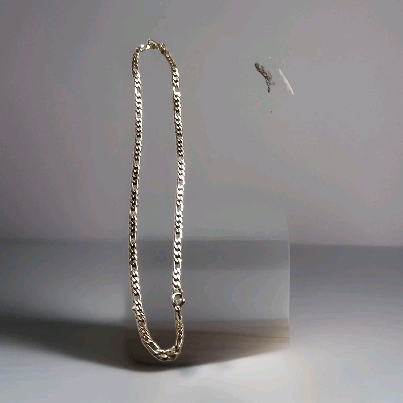 Silver Tone Curb Link Chain Necklace, Lobster Clasp, No Stone