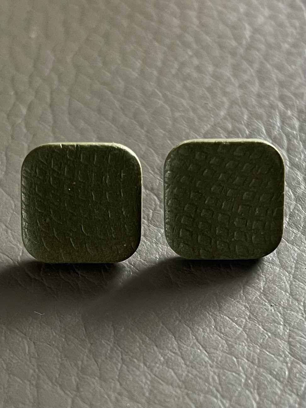 Handmade Black Polymer Clay Stud Earrings – Square – Ultra Lightweight