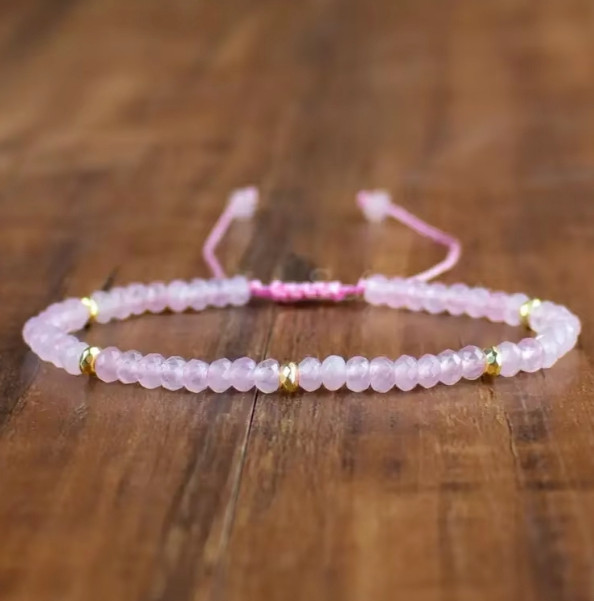 Natural Rose Quartz Pink Stone Healing Bracelet Healing Meditation Women Gift