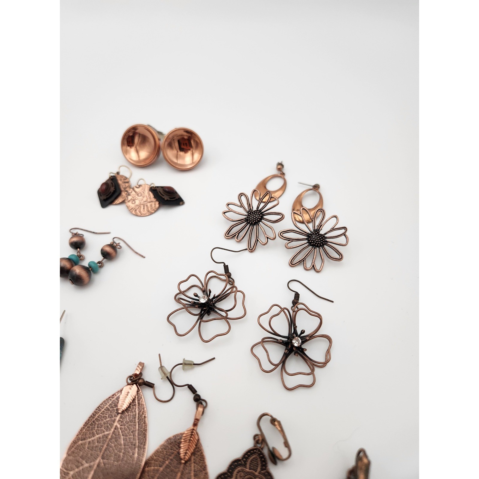 Unbranded Earring Lot Women OS Copper Mixed Boho Nature Enamel Leaf Chandelier