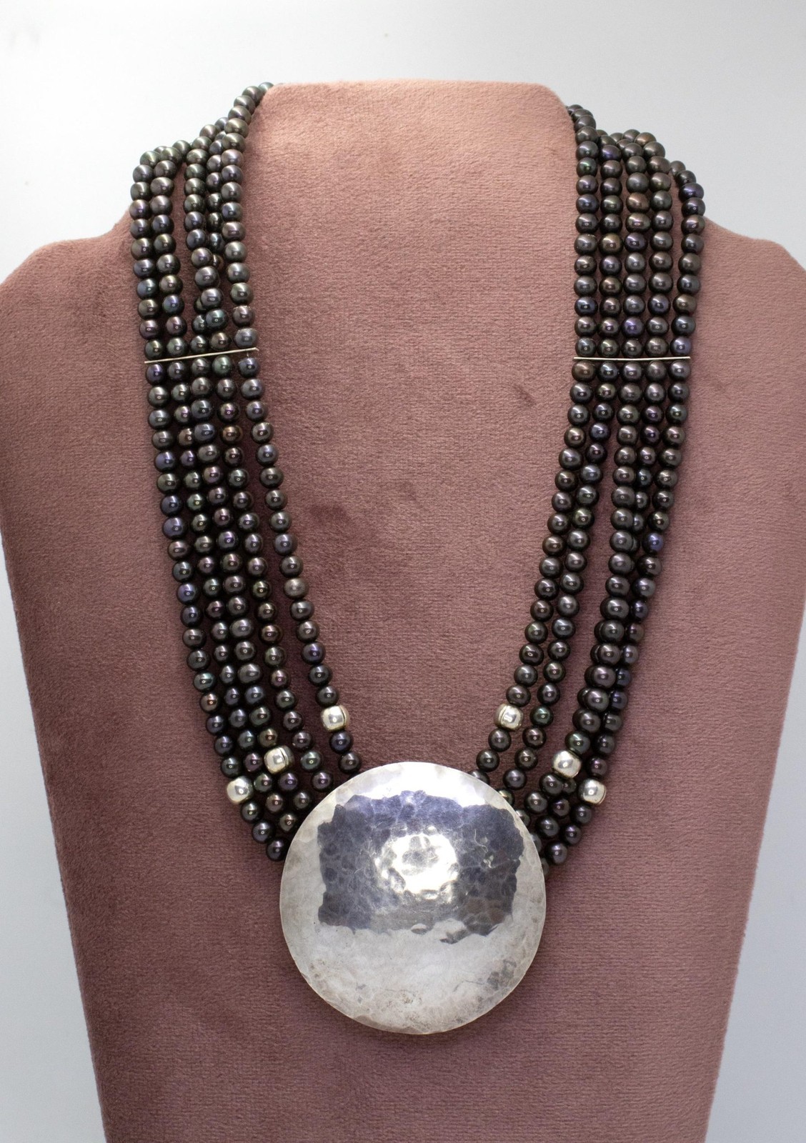 Peasant Garnet Necklace: Historic Silver Necklace with Hematite