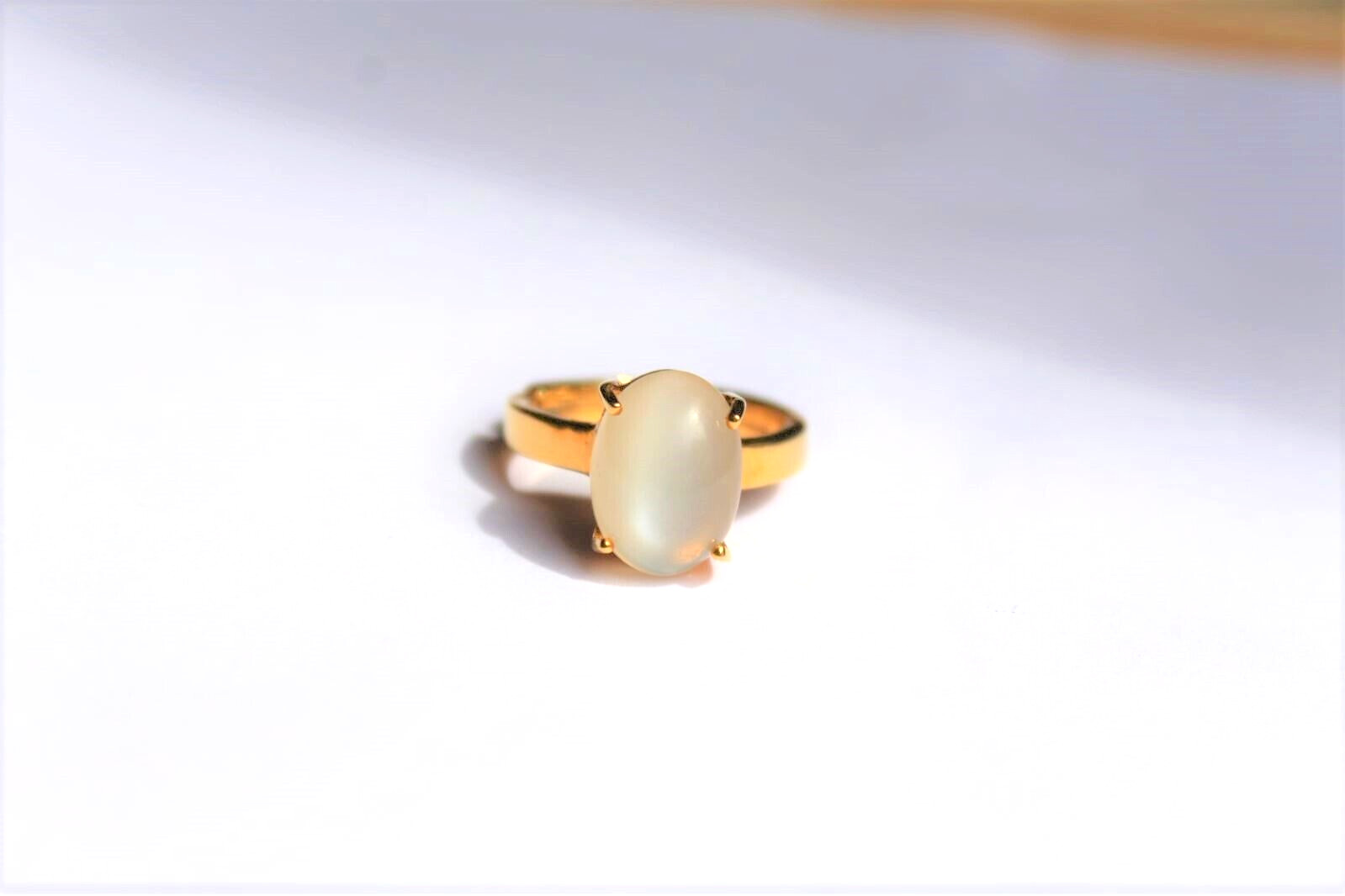 Moonstone Oval Shape gold plated 925 Sterling silver Wedding Ring pinky promise