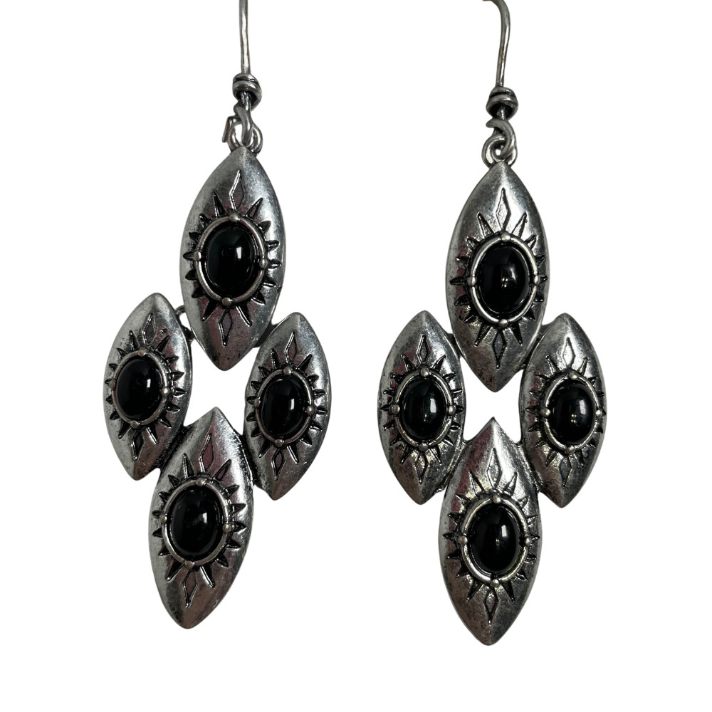 Mia Inspirations Black Silver Dangle Earrings By Kim Min Sun Lead Compliant