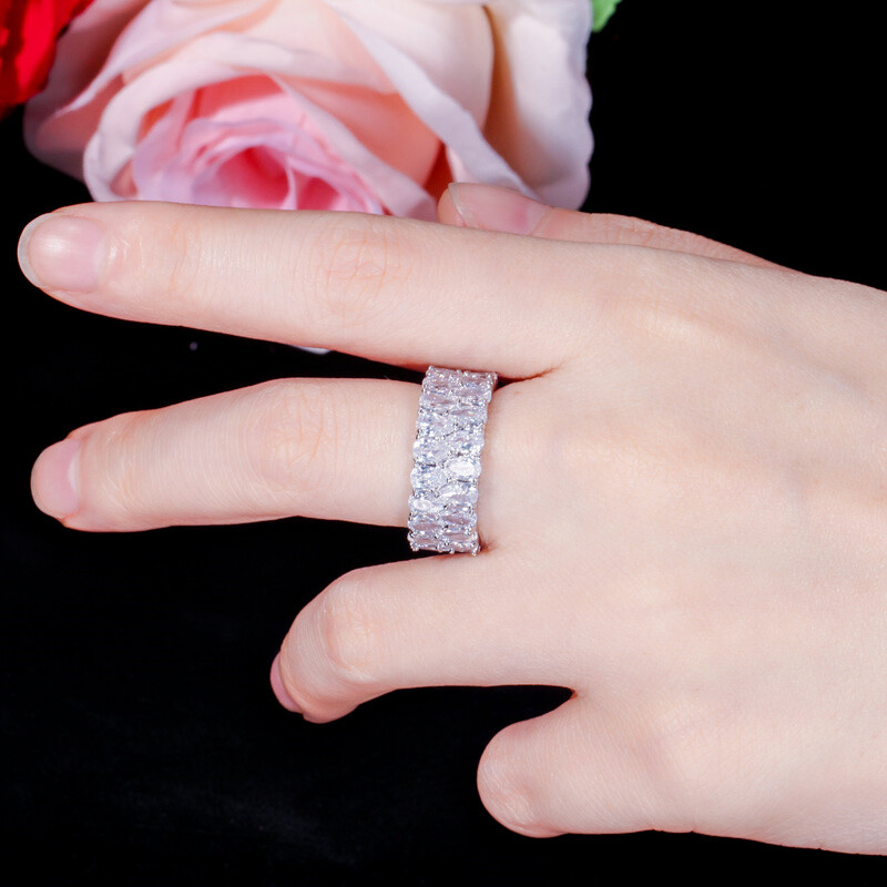 CWWZircons Luxury Green Cubic Zirconia Big Round Wedding Party Rings for Women