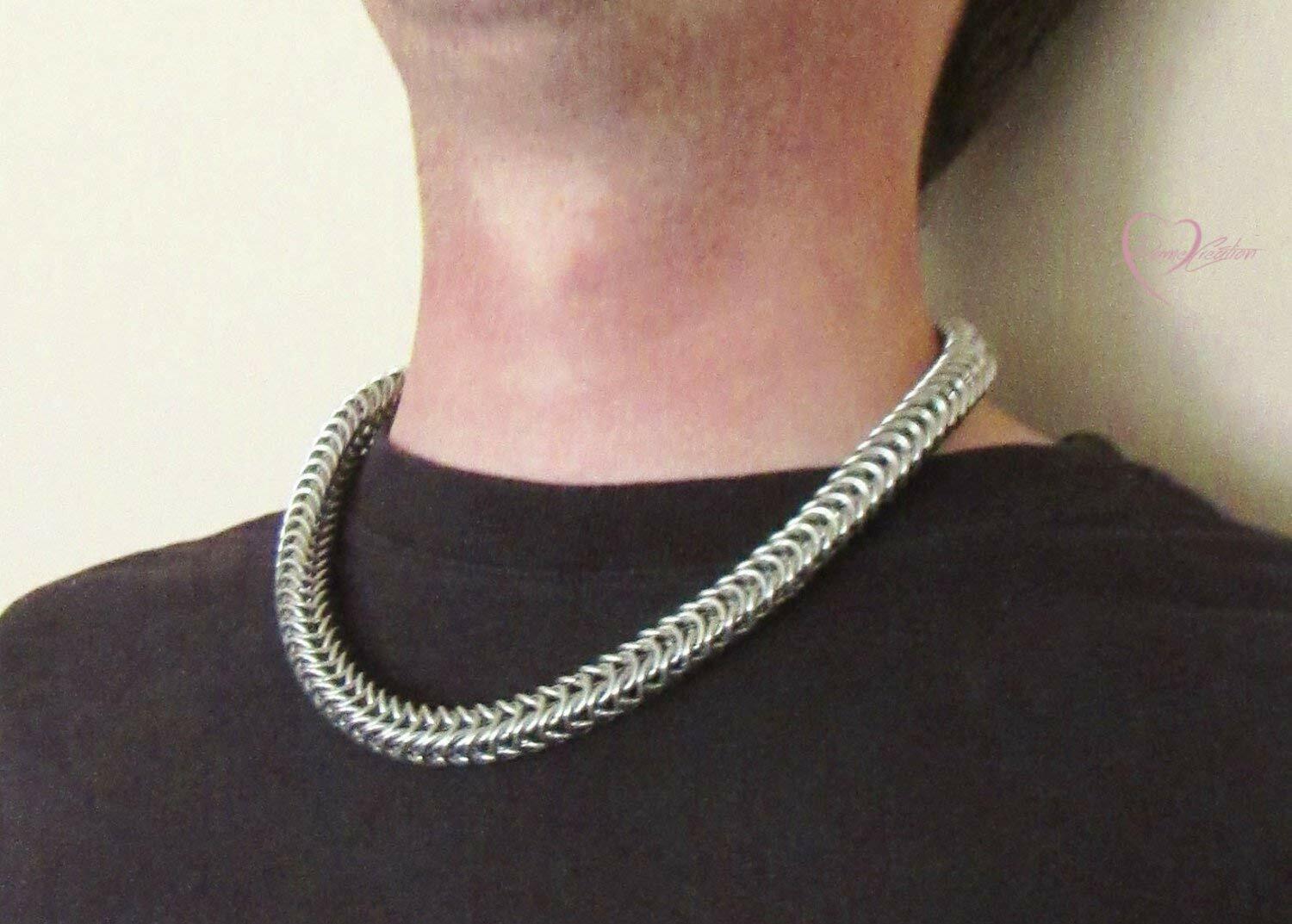Aluminum Chain mail Neck Piece Silver Color for Adults – Handmade intimate gift