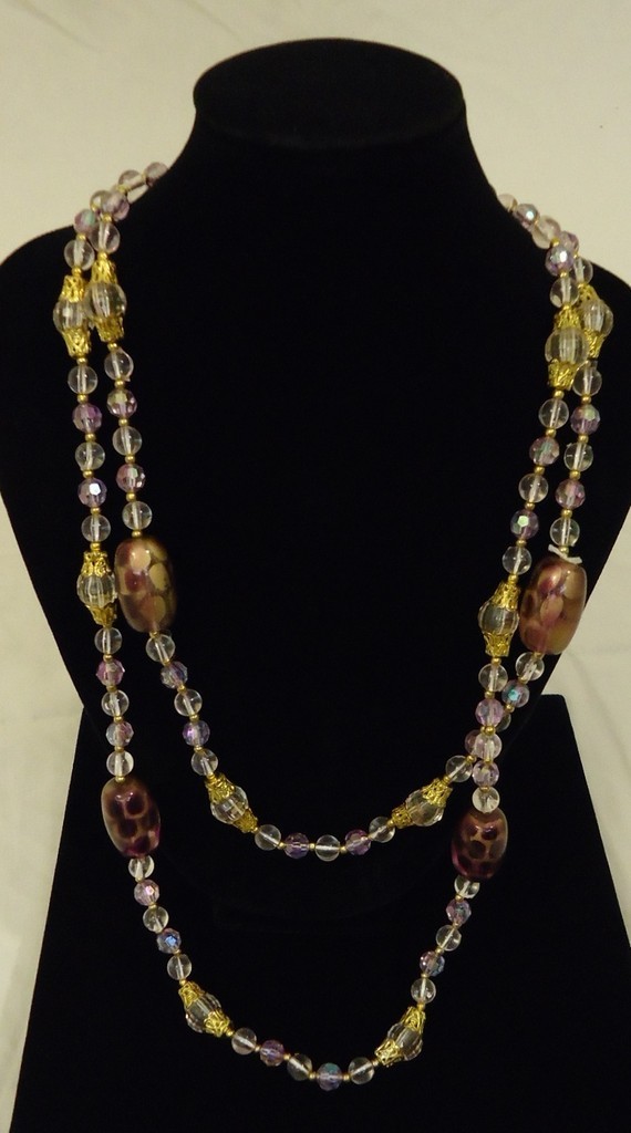 Purple Beaded Necklaces 52 in Plastic Qty 3
