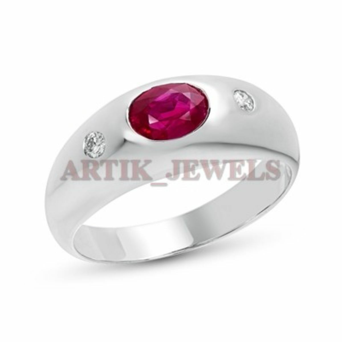Heated Ruby Gemstone with 925 Sterling Silver Ring for Men’s #1507