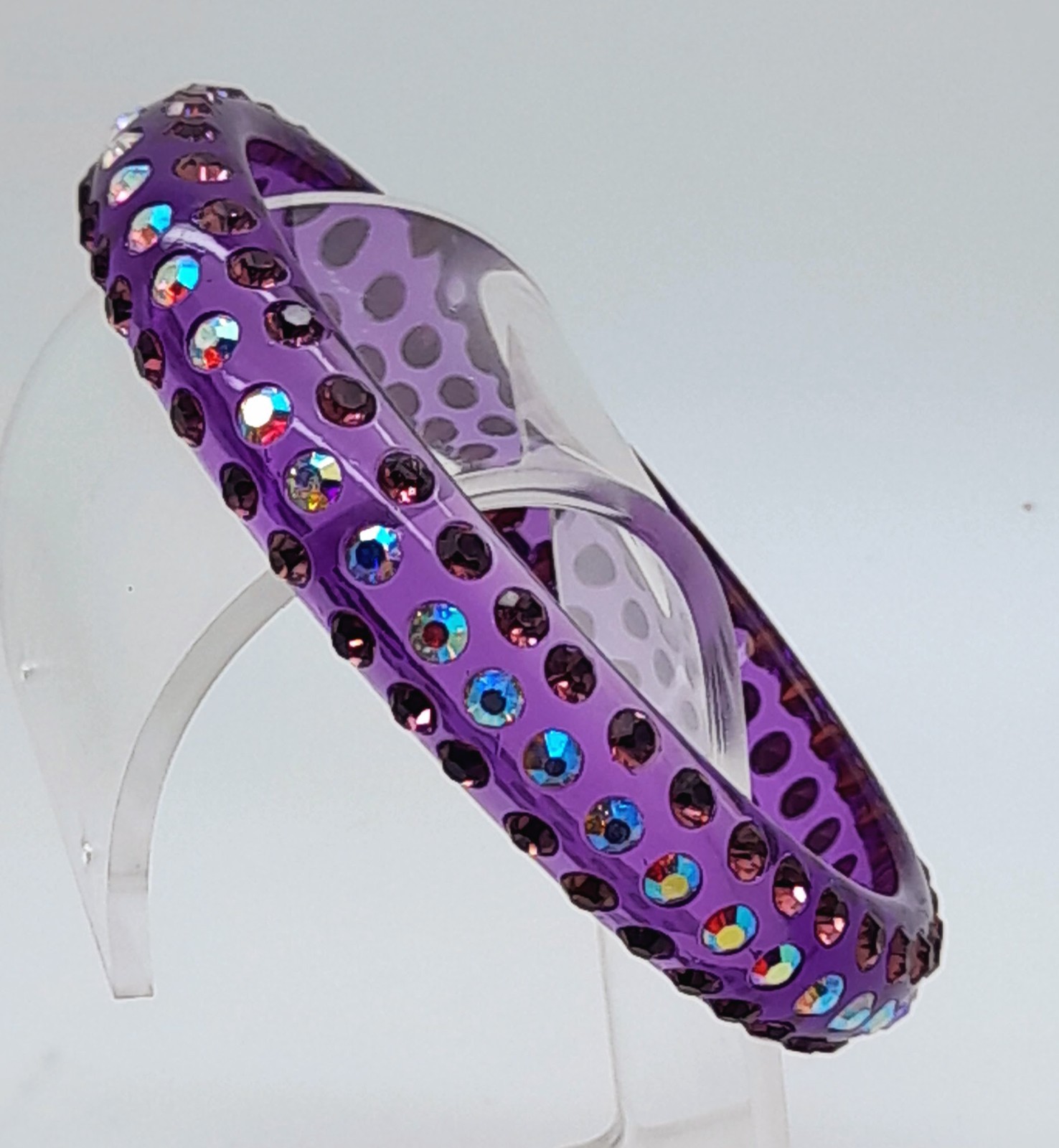 Transparent purple round Plastic purple & ab rhinestone fashion bangle bracelets