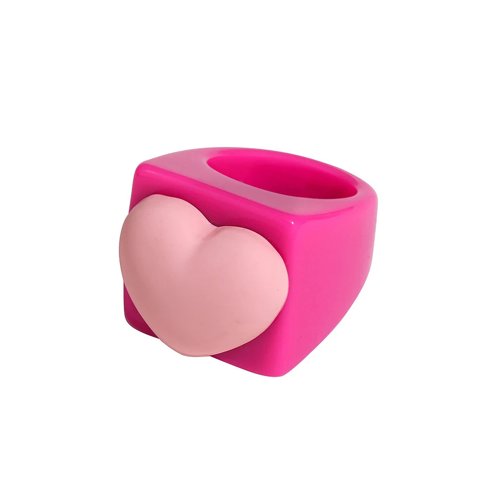 Resin Chunky Ring Geometric Square Round Knuckle Bold Band Women Jewelry