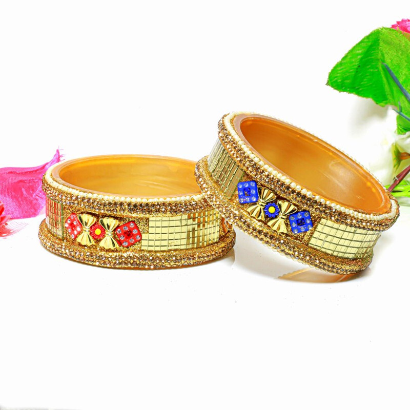 Designer Glass Bangles Kada Set Punjabi Rajasthani Bridal Bangle Set Pack Of 2
