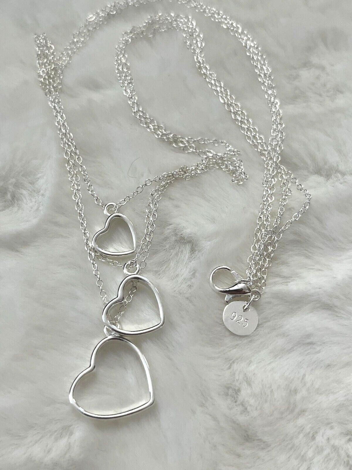 Beautiful 925 Silver Plated Triple Heart Chain Necklace Great Gift Idea (style8)