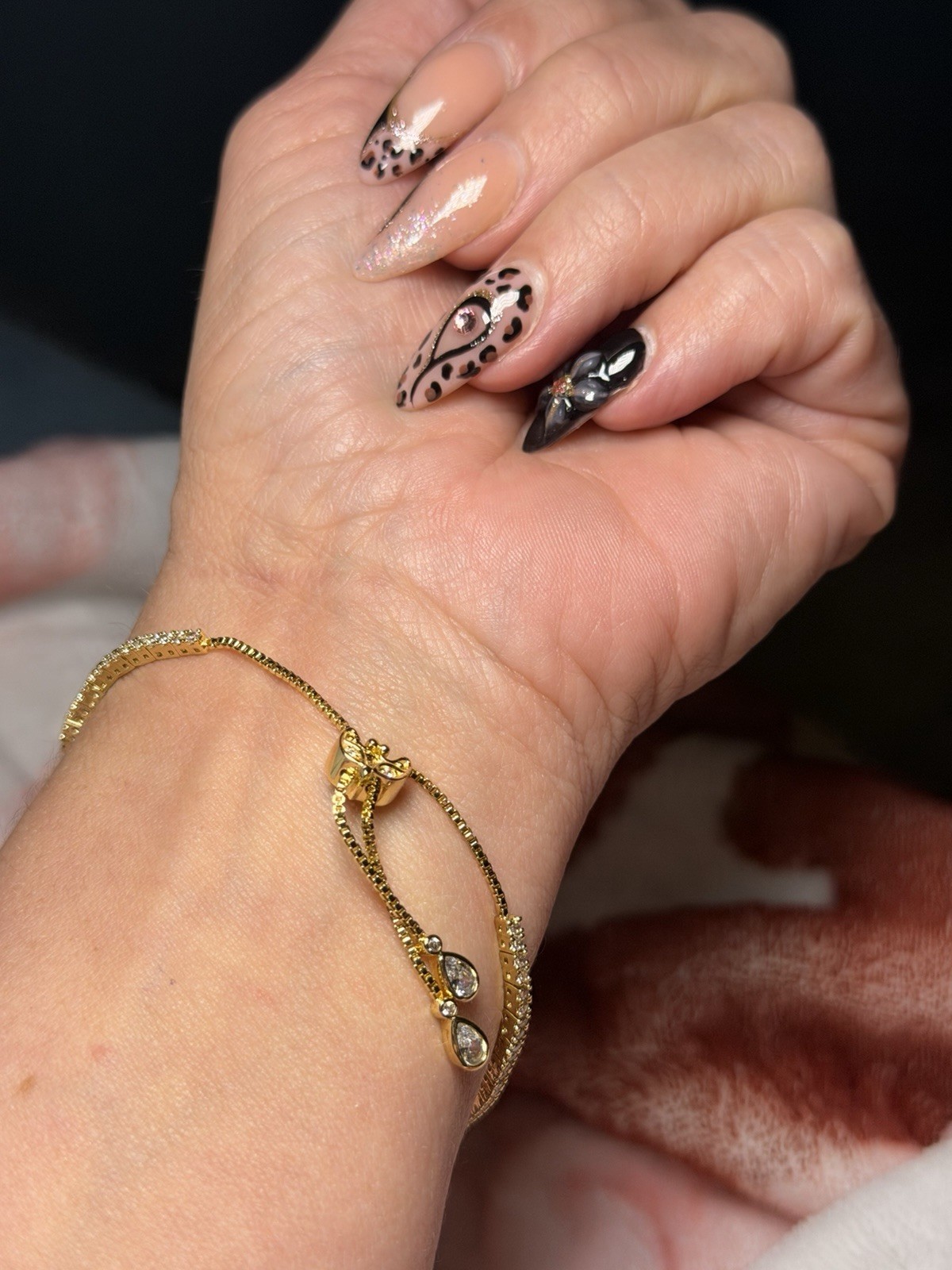 18K Gold Filled AAA CZ Bolo Bracelet Adjustable Sparkling Station Design