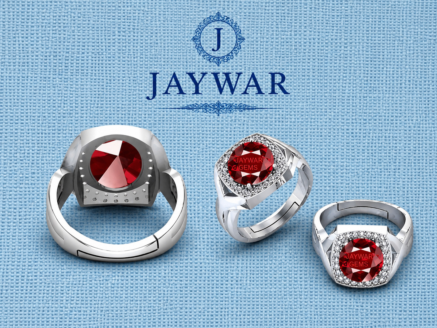JAYWAR Adjustable Ruby Gemstone Ring Panchdhatu Silver Plated Unisex Ring