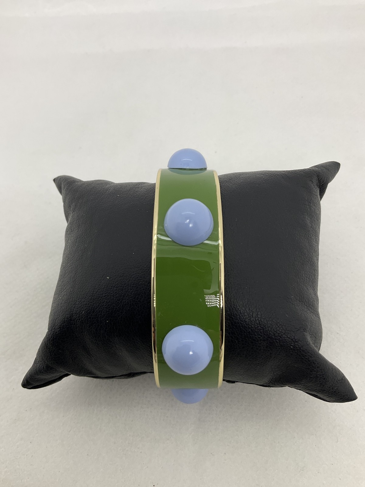 Tory Burch Green Enamel Blue Dome Studs Cuff Bracelet