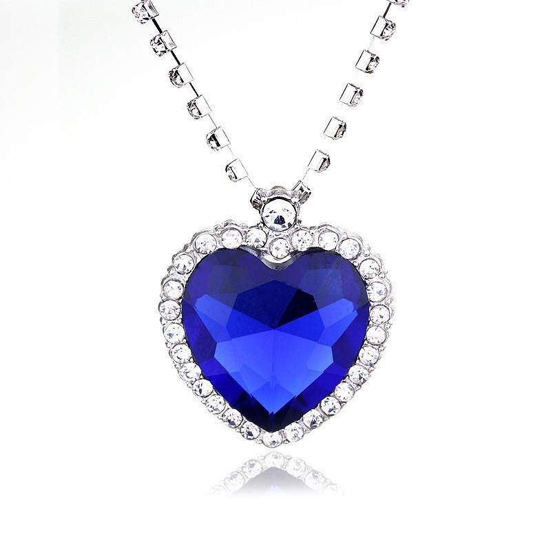 Titanic Heart of the Ocean Crystal Pendant Necklace Rhinestone Jewelry Gift