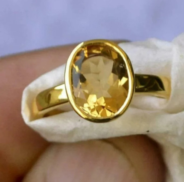 Natural Certified Yellow Sapphire Pukhraj Rashi Ratan Astrological Handmade Ring