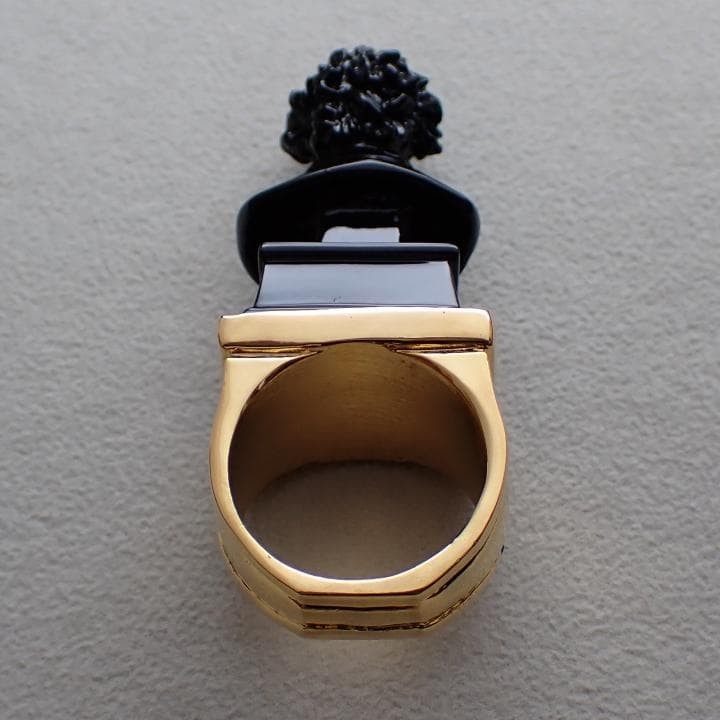 AMBUSH Beethoven Ring Black Gold Size 19.5 Pouch Included Used japan used