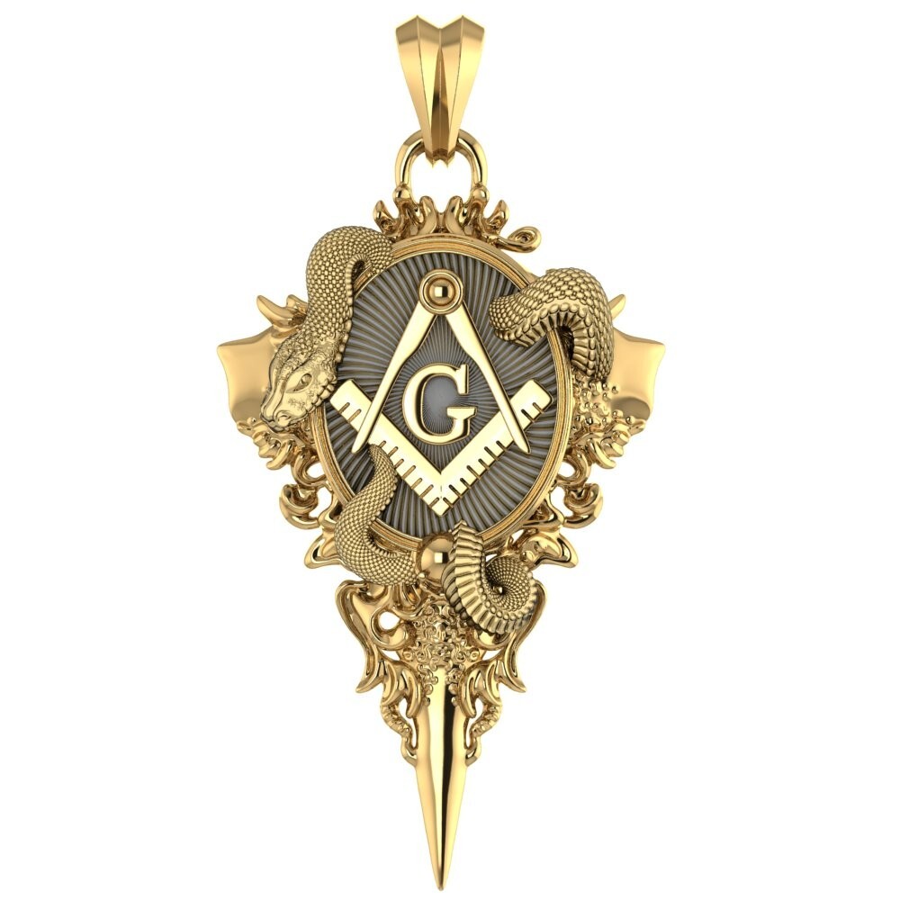 Freemason Masonic Pendant with Snake Master Brass Jewelry