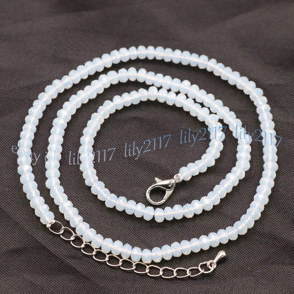 Faceted White Opal Rondelle Gemstone Beads Necklace 14-48 inches 2×4/4×6/5x8mm