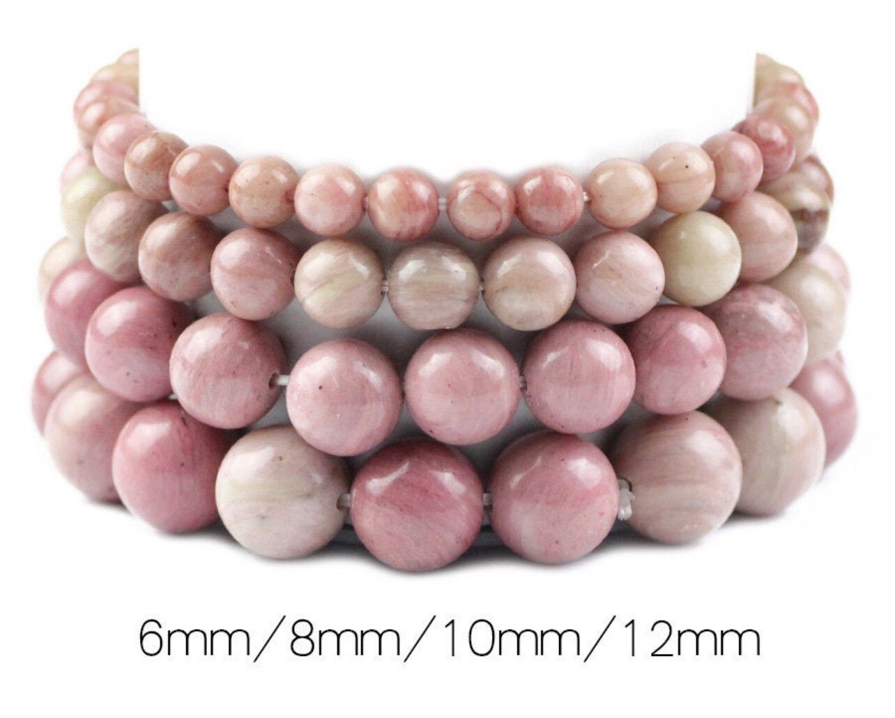 AAA Quality Natural Pink Rodonite Round Beaded Bracelet For Men and Women