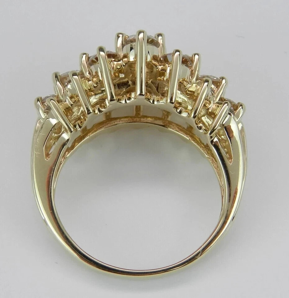 2.50Ct Round Lab-Created Diamond Cluster Engagement Ring 14K Yellow Gold Finish