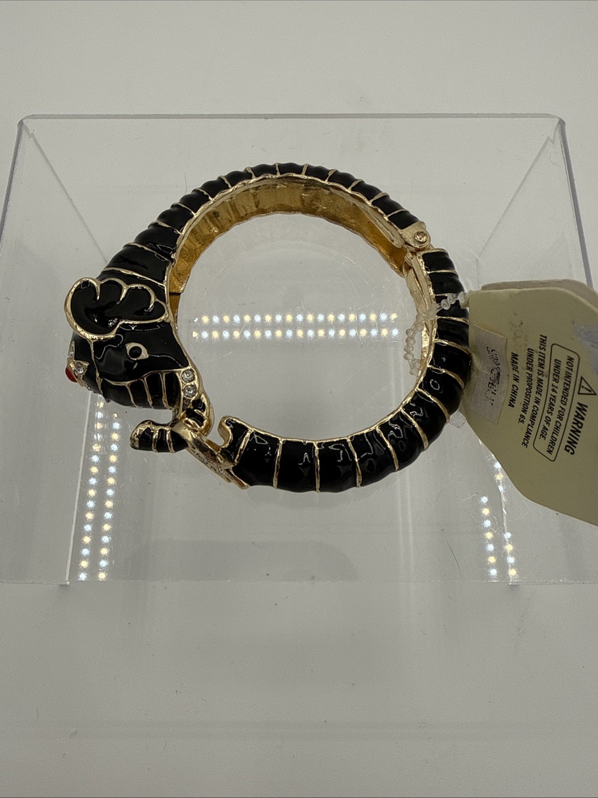 New EsMor Brand Lead Compliant US Designed Black W/Gold Hinged Elephant Bangle