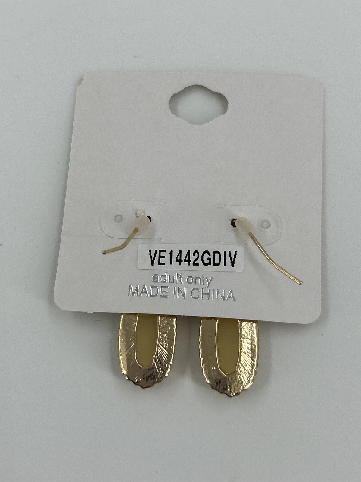 No. 3 Faux Crystal Dangle Pierced Hook Earrings Gold Tone 1 1/4 Inch Drop NEW