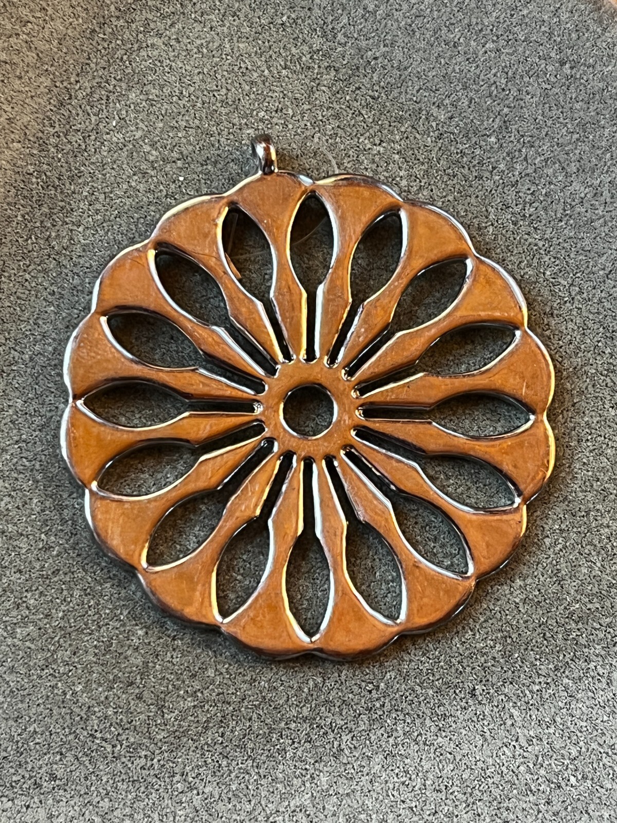 Large Silvertone Cut-Out Abstract Flower Pendant – 2 and 1/8th’s inches in diame