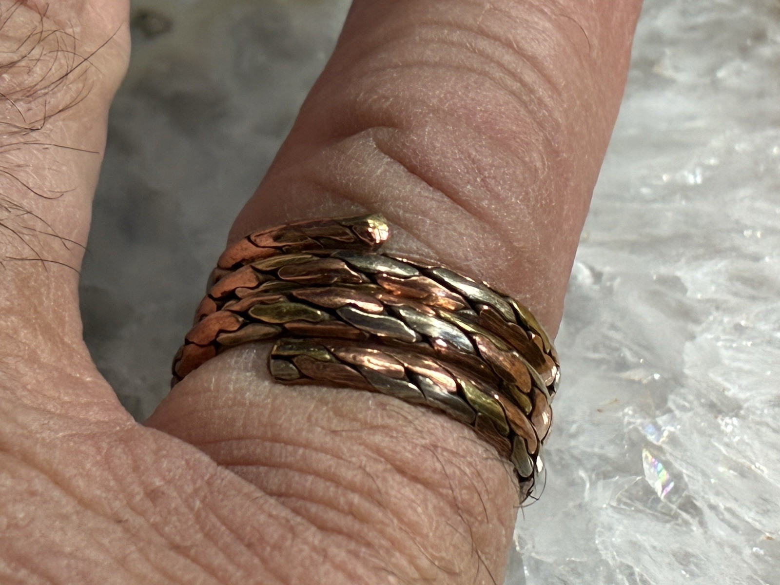 Solid copper, Nickel and brass adjustable wrap ring TU26-2.
