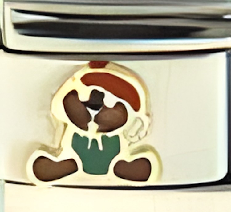 Christmas Teddy Bear Enamel 9mm Italian Charm Bracelet Holiday Keepsake Toy Link