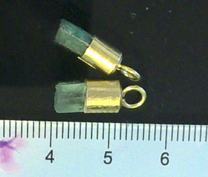 Natural Emerald Raw Pendant, Hexagonal Prism in 18ct Gold