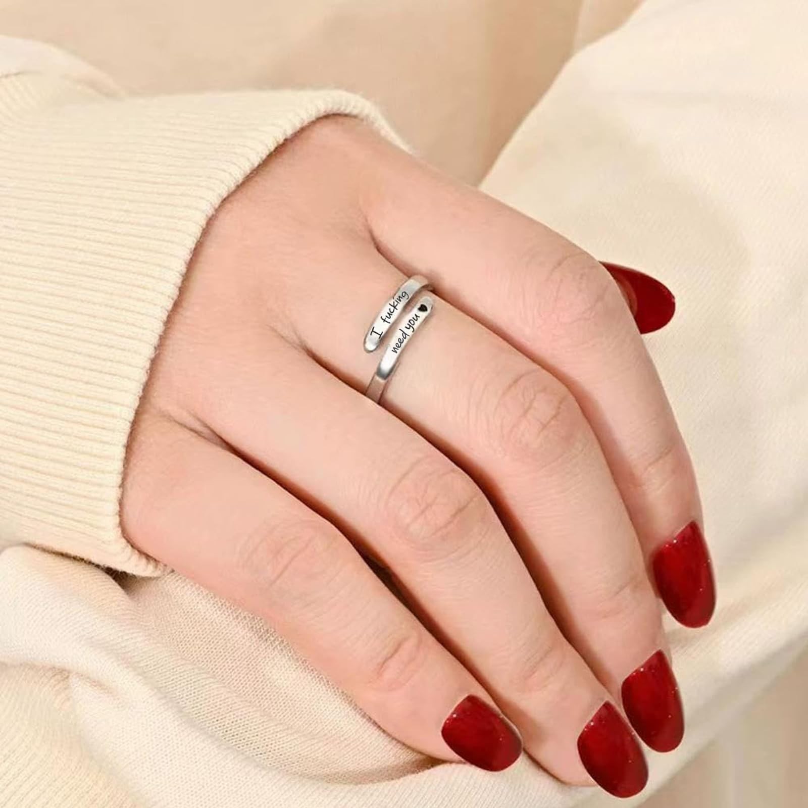 I Fcking Need You Ring For , Open Adjustable Stainless Steel I F Love You Rin…
