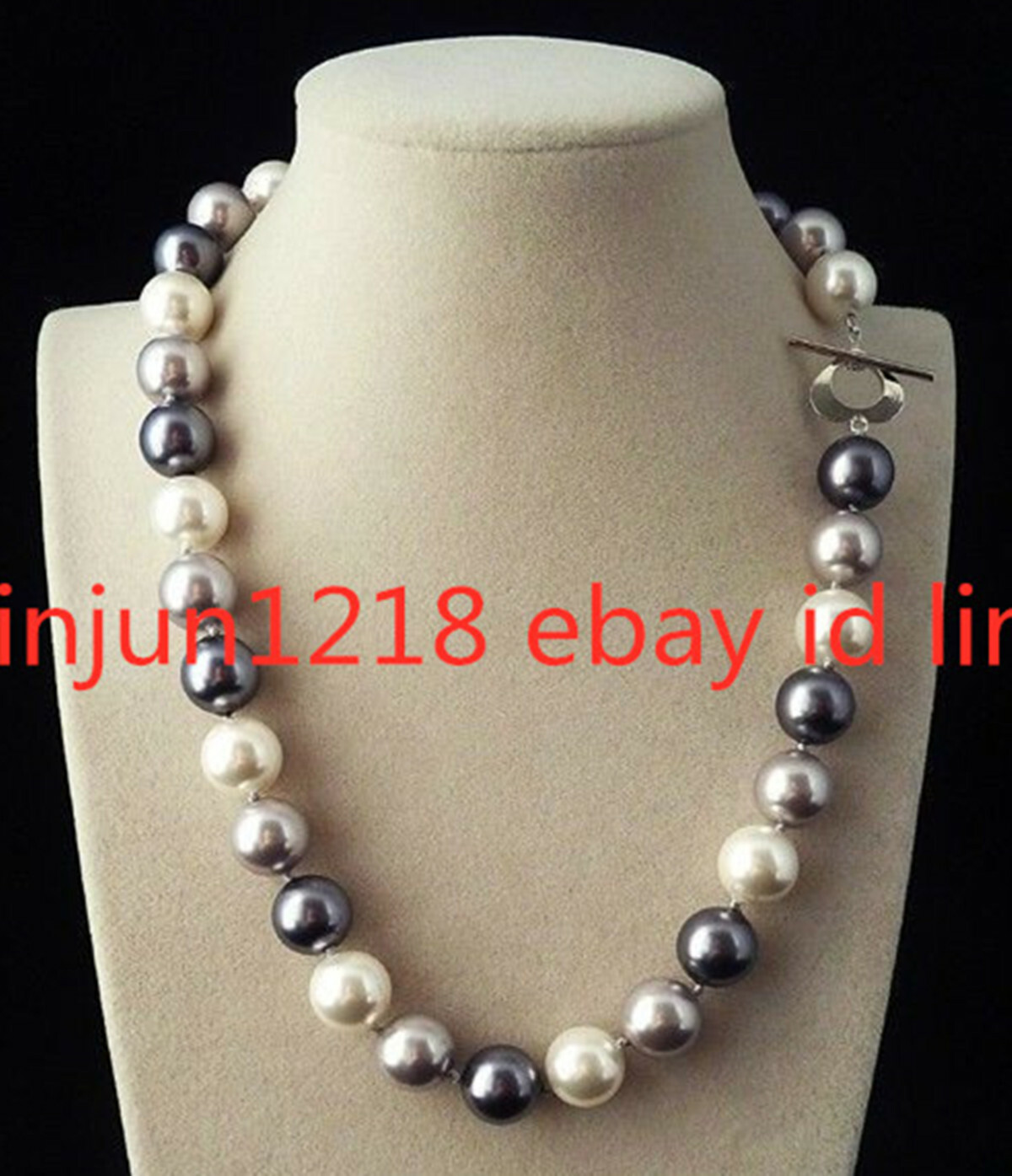 16-36inches Rare Huge 12mm Real Black White Gray South Sea Shell Pearl Necklaces