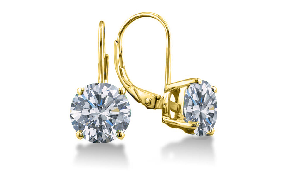 2.00CTTW 925 Sterling Silver CZ Gold Leverback Earrings For Women – 3 Styles
