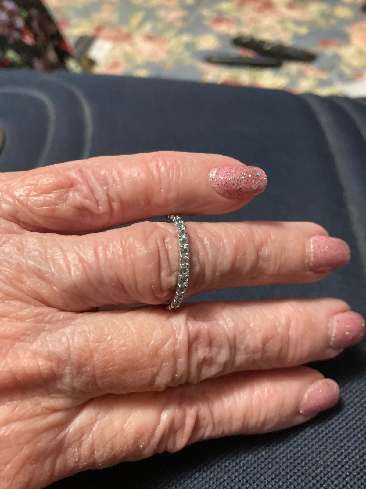 SWISS BLUE TOPAZ 1.10CTS STER SILVER ETERNITY STACKING RING 2 AVAILABLE SZ 7.5