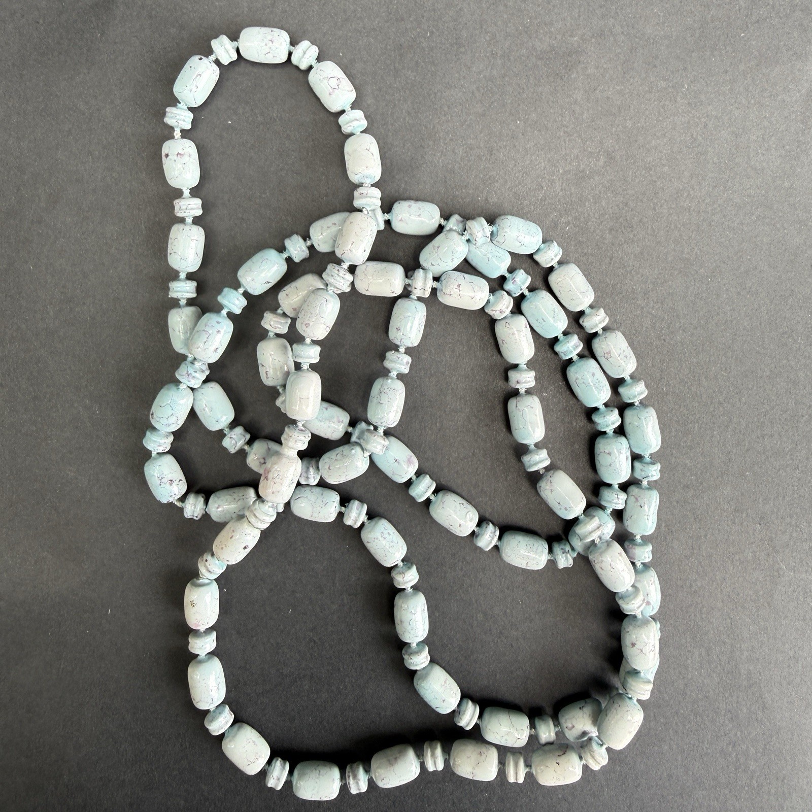 Costume Acrylic Blue Beaded Necklace 47” 7.8mm Beads