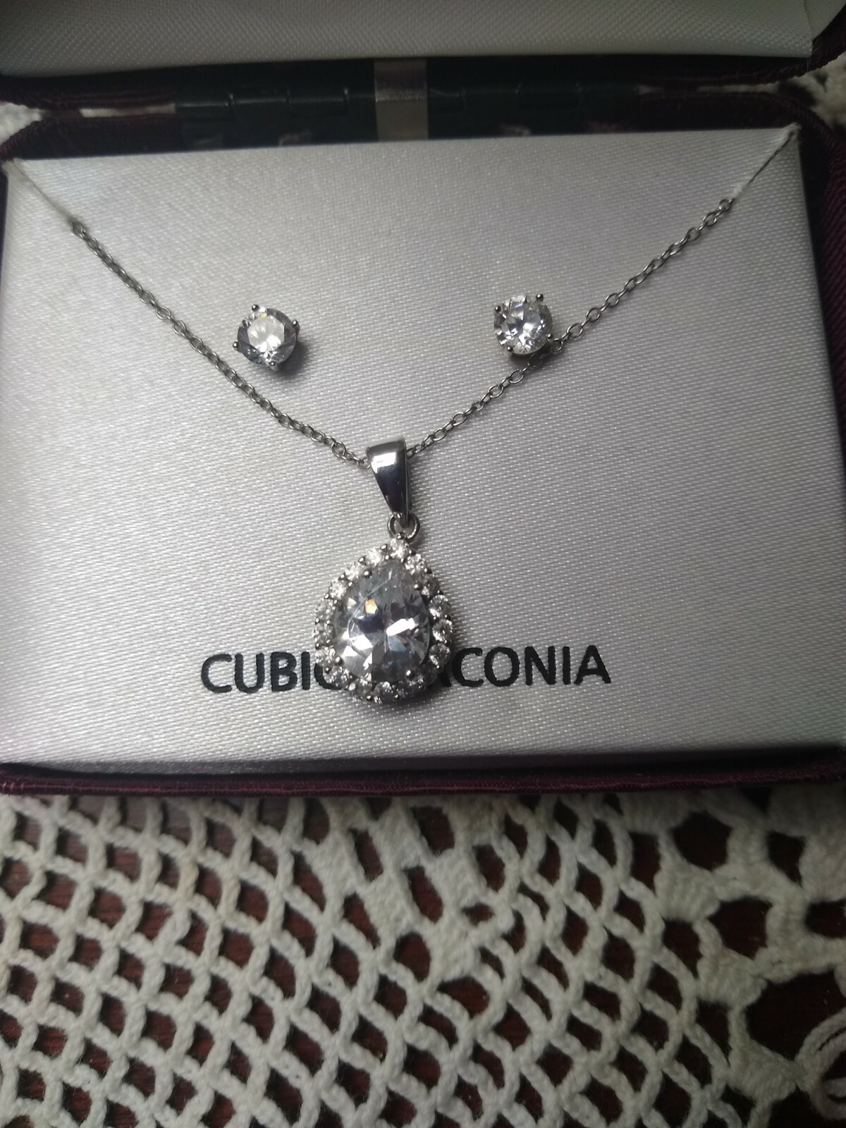 ATI Sterling Silver Cubic Zirconia Necklace & Earring Set